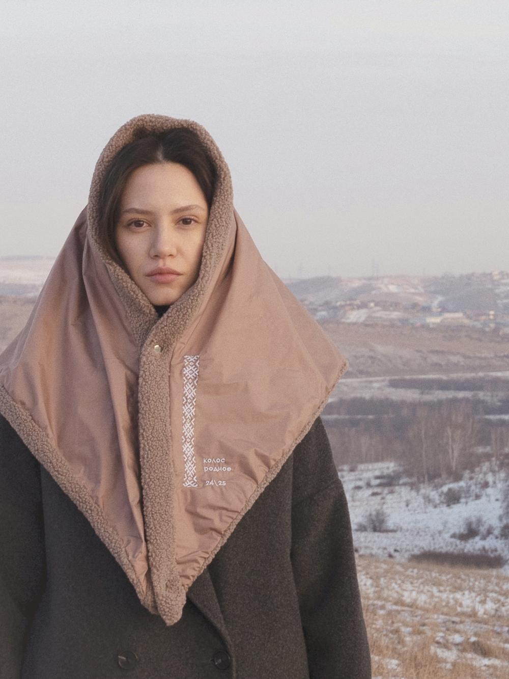 платок зимний "Родное" кофейный