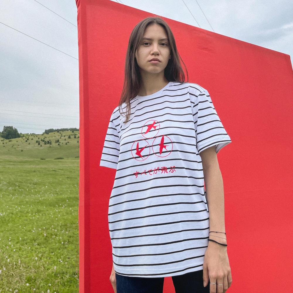 Футболка "Мимо" чб полосатая